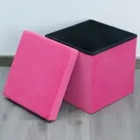 Seville Storage Box with Seating - Pink, Velvet