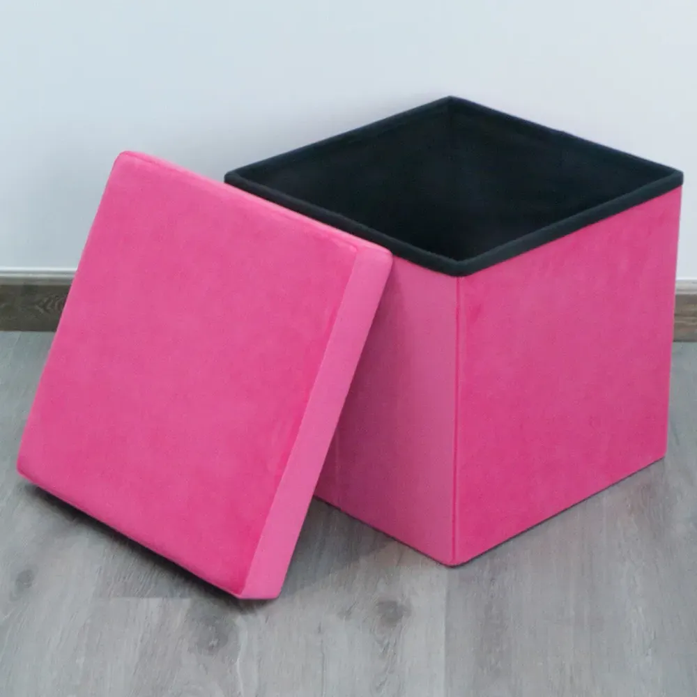 Seville Storage Box with Seating - Pink, Velvet