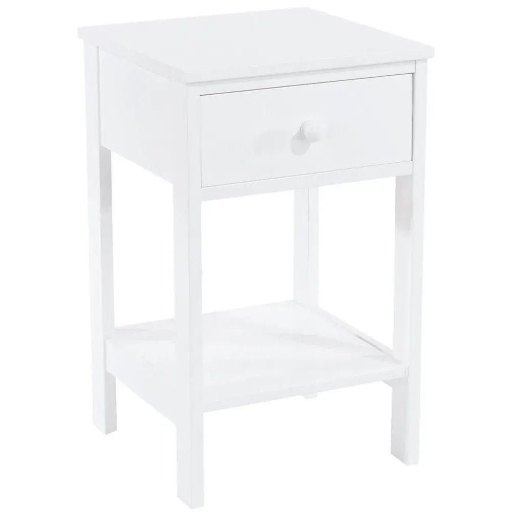 Shaker Single Drawer Bedside Storage Cabinet - White