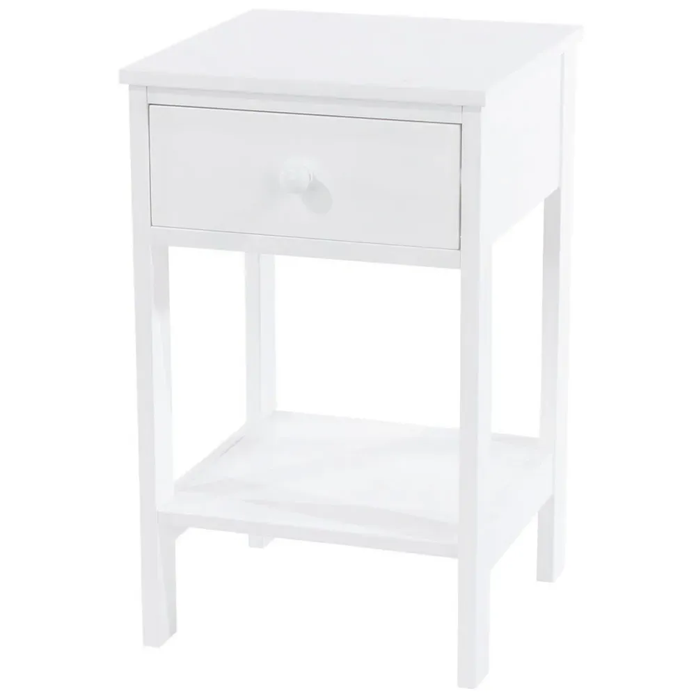 Shaker Single Drawer Bedside Storage Cabinet - White