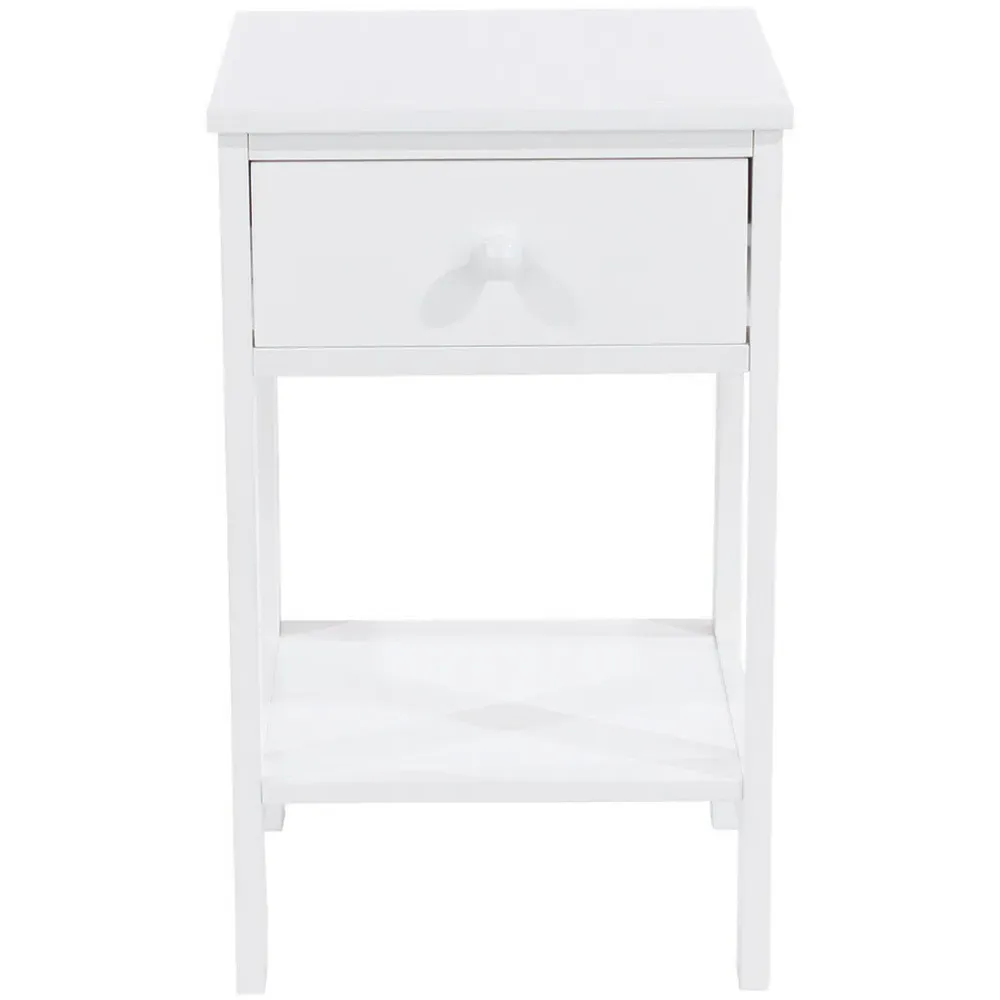 Shaker Single Drawer Bedside Storage Cabinet - White
