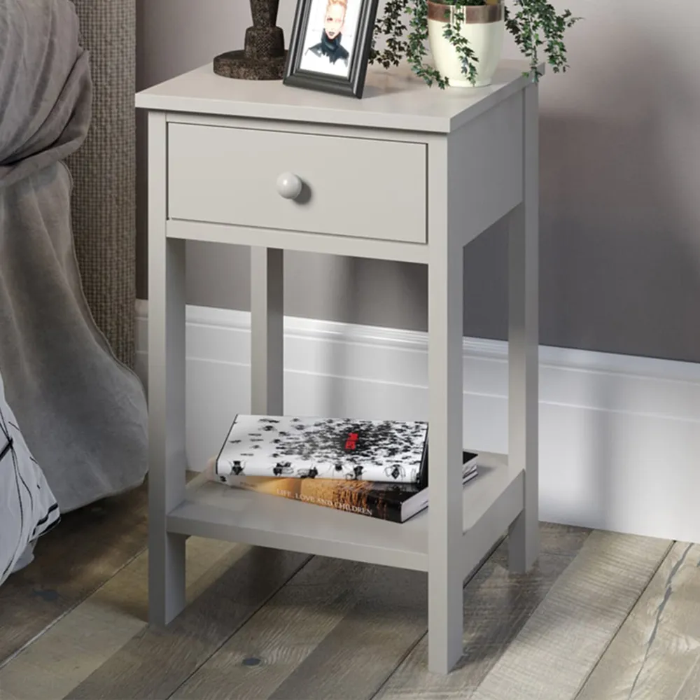 Shaker Single Drawer Bedside Storage Cabinet - White