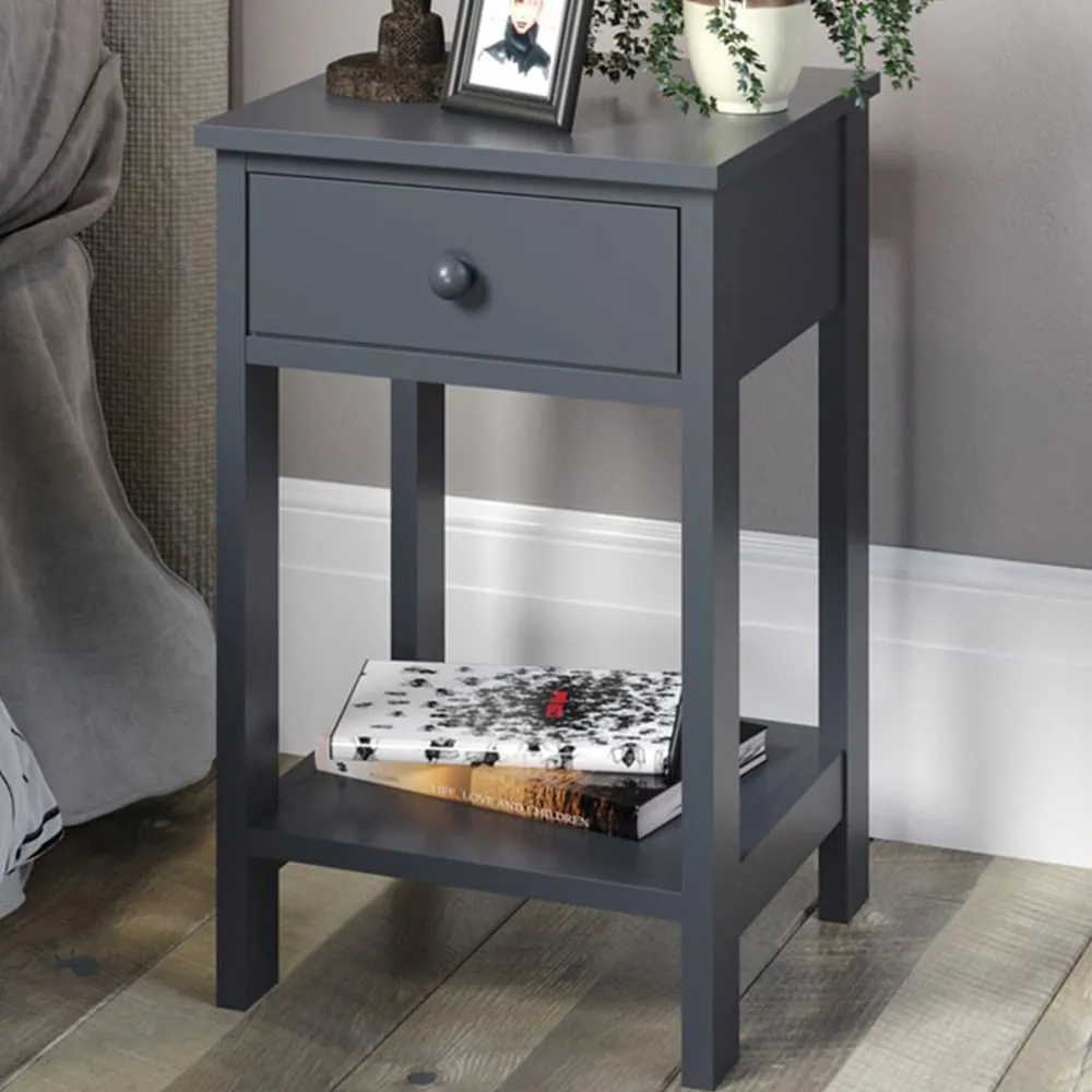 Shaker Single Drawer Bedside Table - Midnight Blue