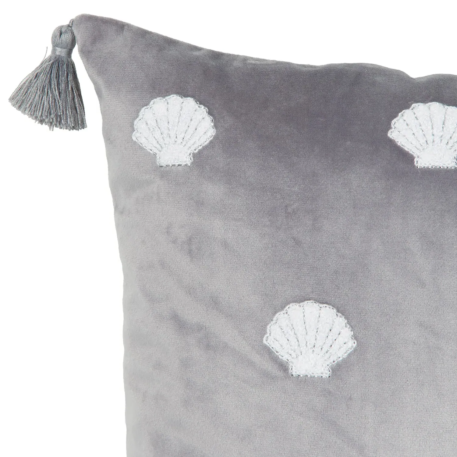Shells Tufted Cushion - Grey and White, Polyester