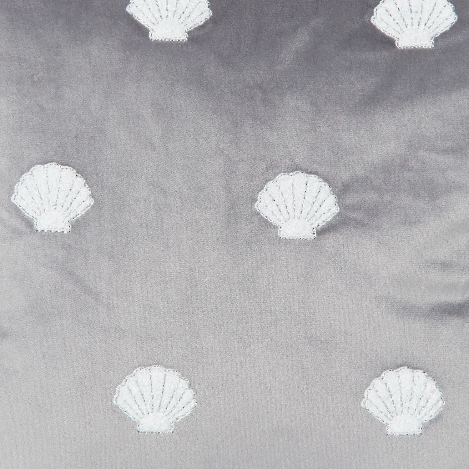 Shells Tufted Cushion - Grey and White, Polyester