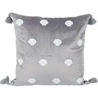 Shells Tufted Cushion - Grey and White, Polyester