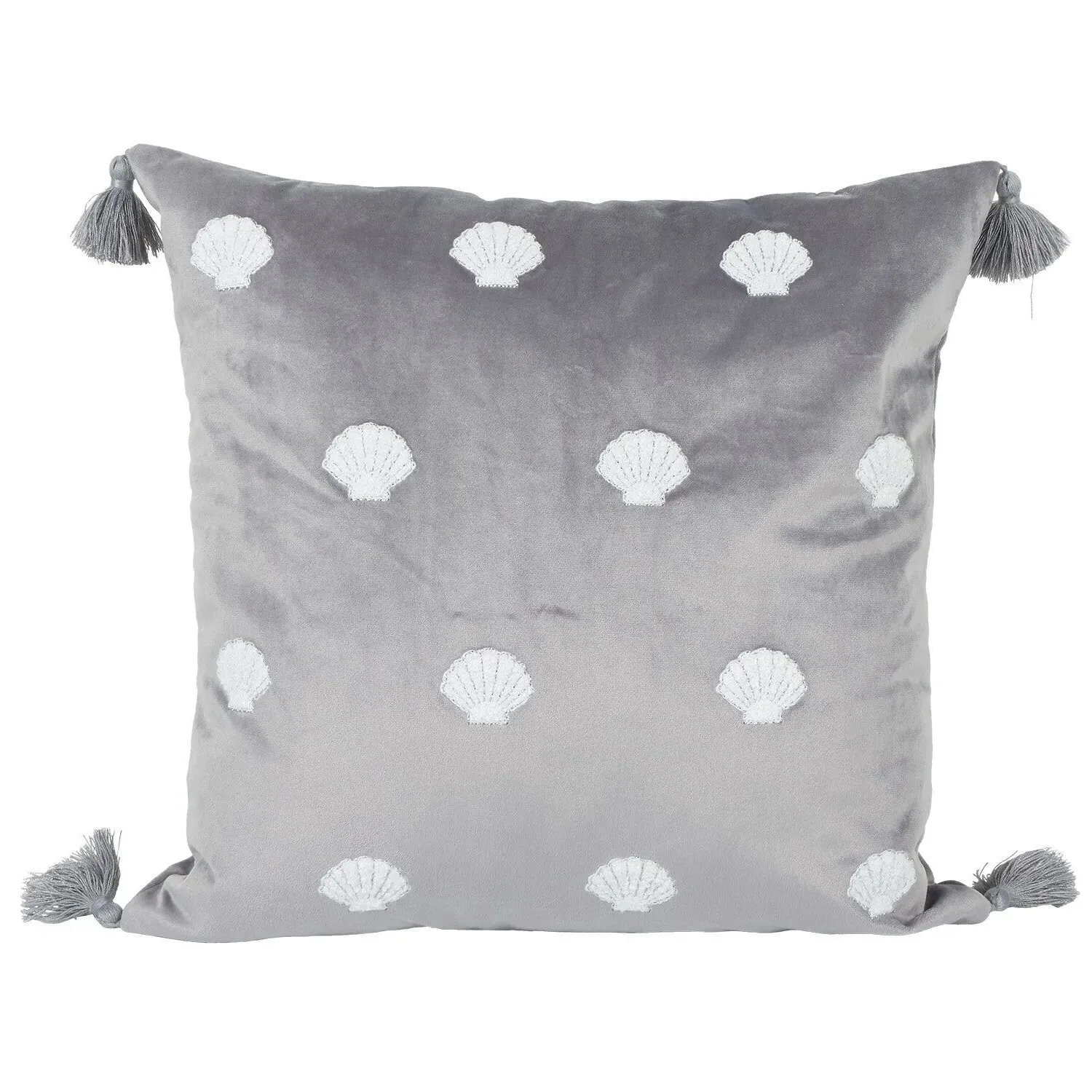 Shells Tufted Cushion - Grey and White, Polyester image