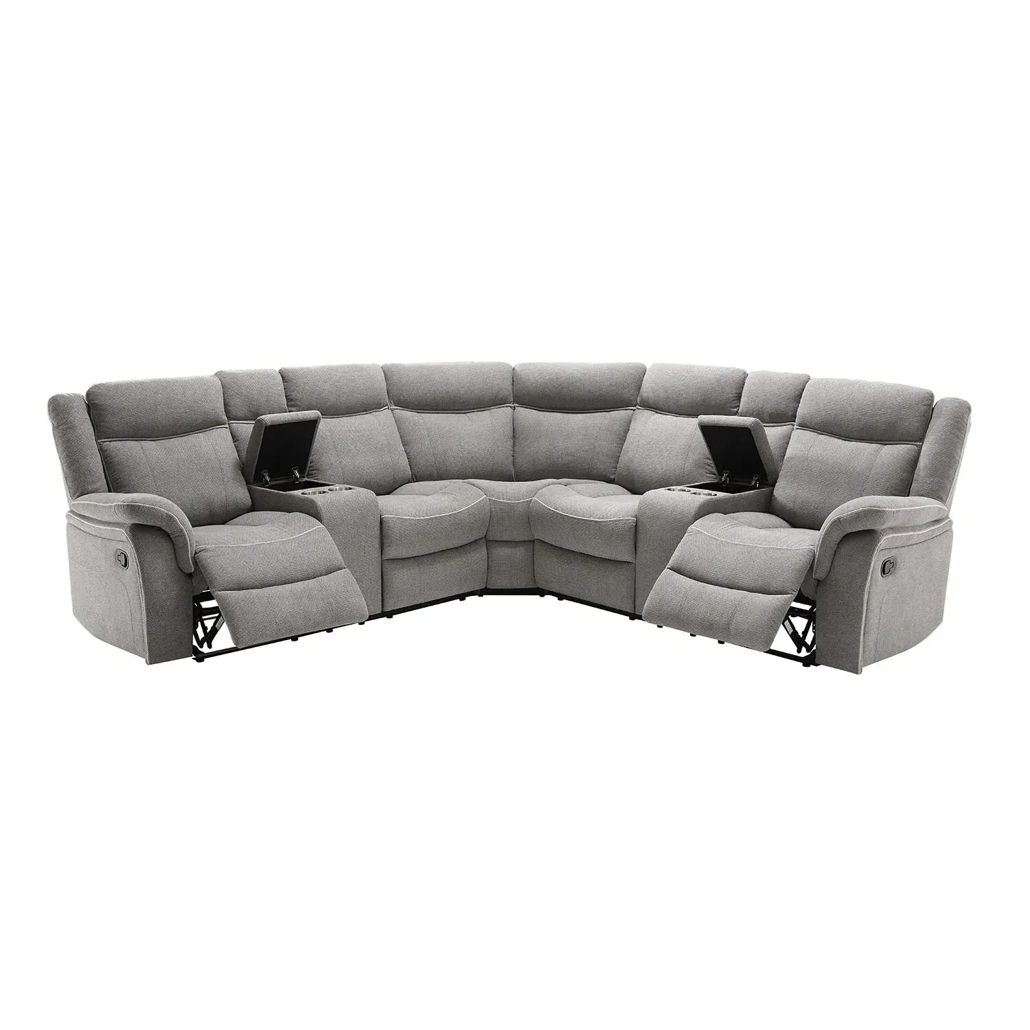 Sherford 5-Seater Corner Sofa with Recliners - Grey