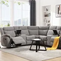 Sherford 5-Seater Corner Sofa with Recliners - Grey