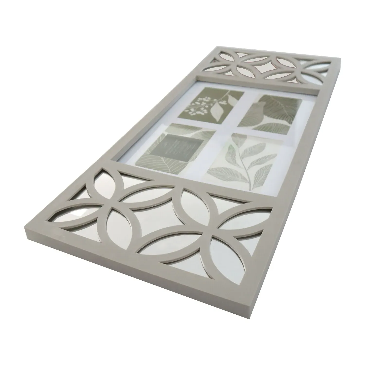 Sierra 4 Photo Collage Frame with Mirror Detail - Grey