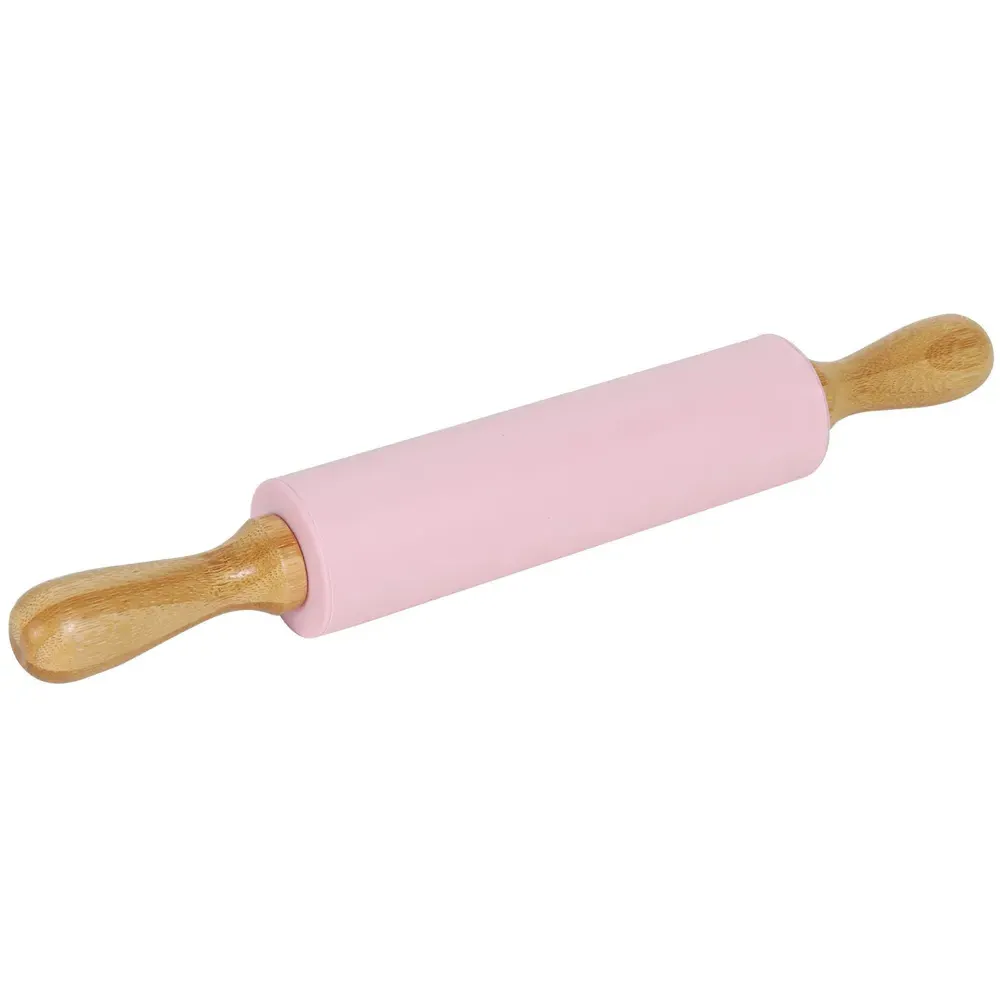 Silicone Rolling Pin with Bamboo Handles