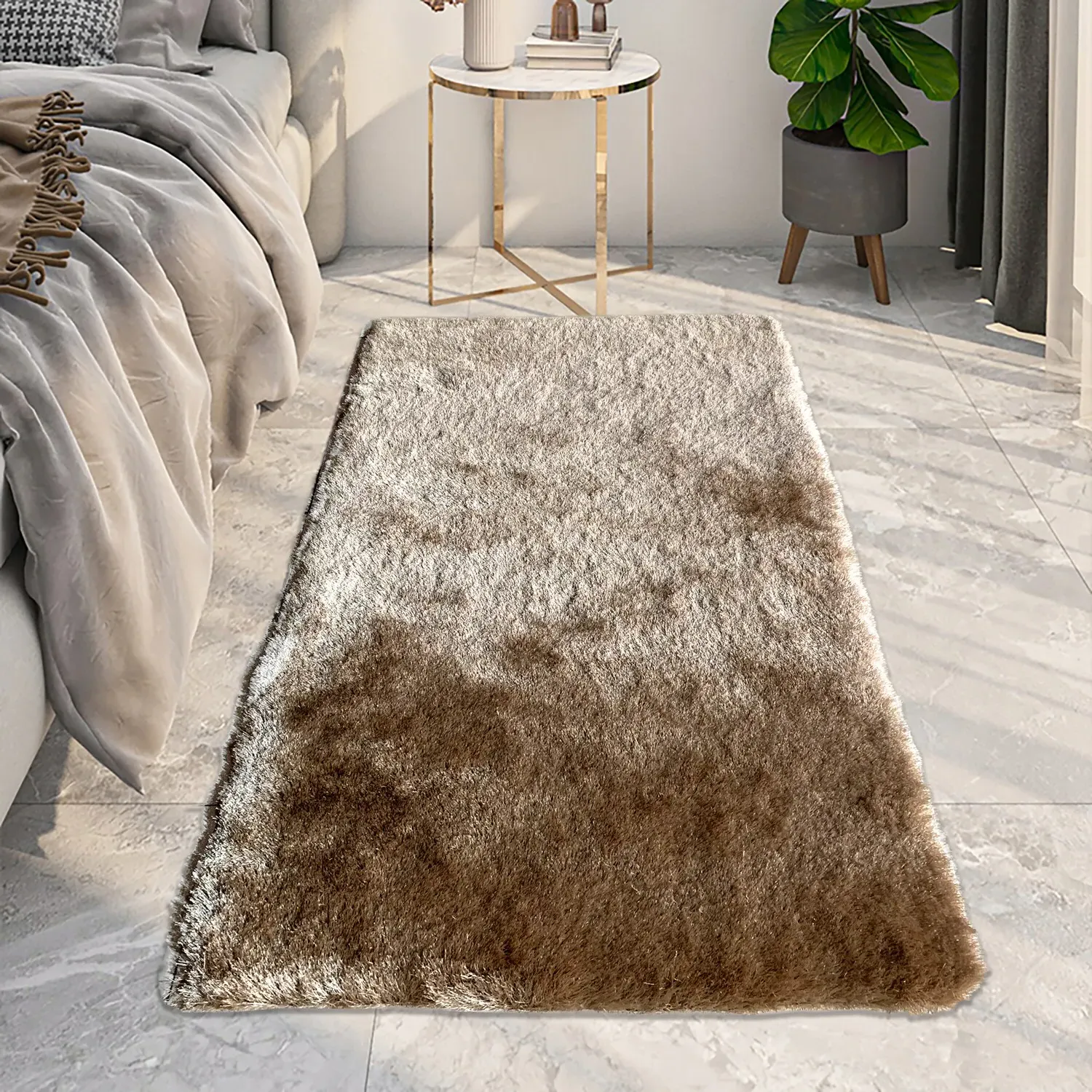 Silky Shaggy Rug - Taupe