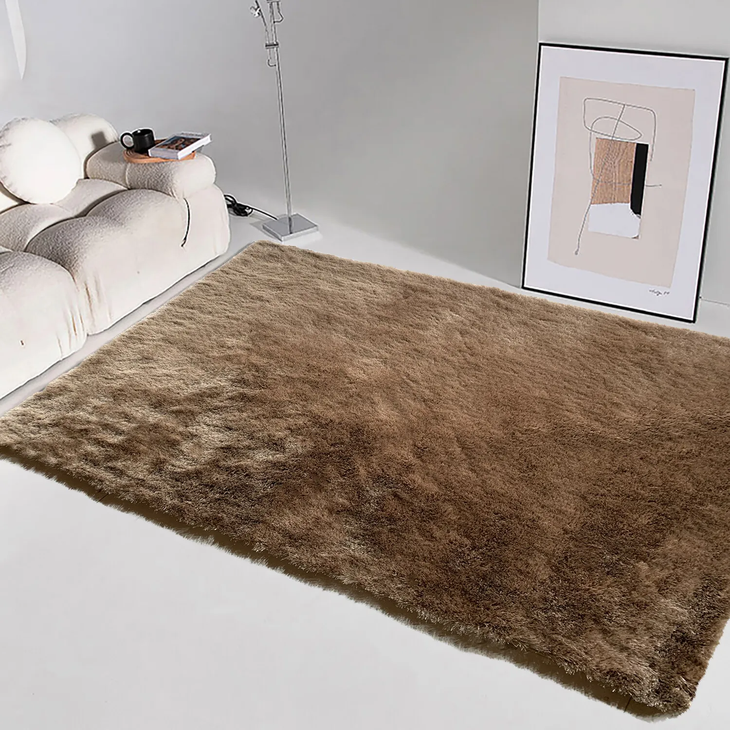 Silky Shaggy Rug - Taupe