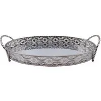Silver Etched Metal Tray - Silver
