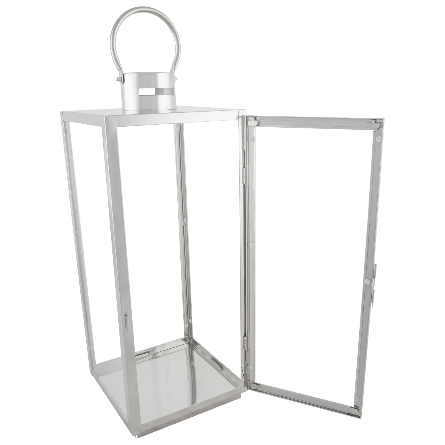Silver Steel Lantern 53.5cm - Silver