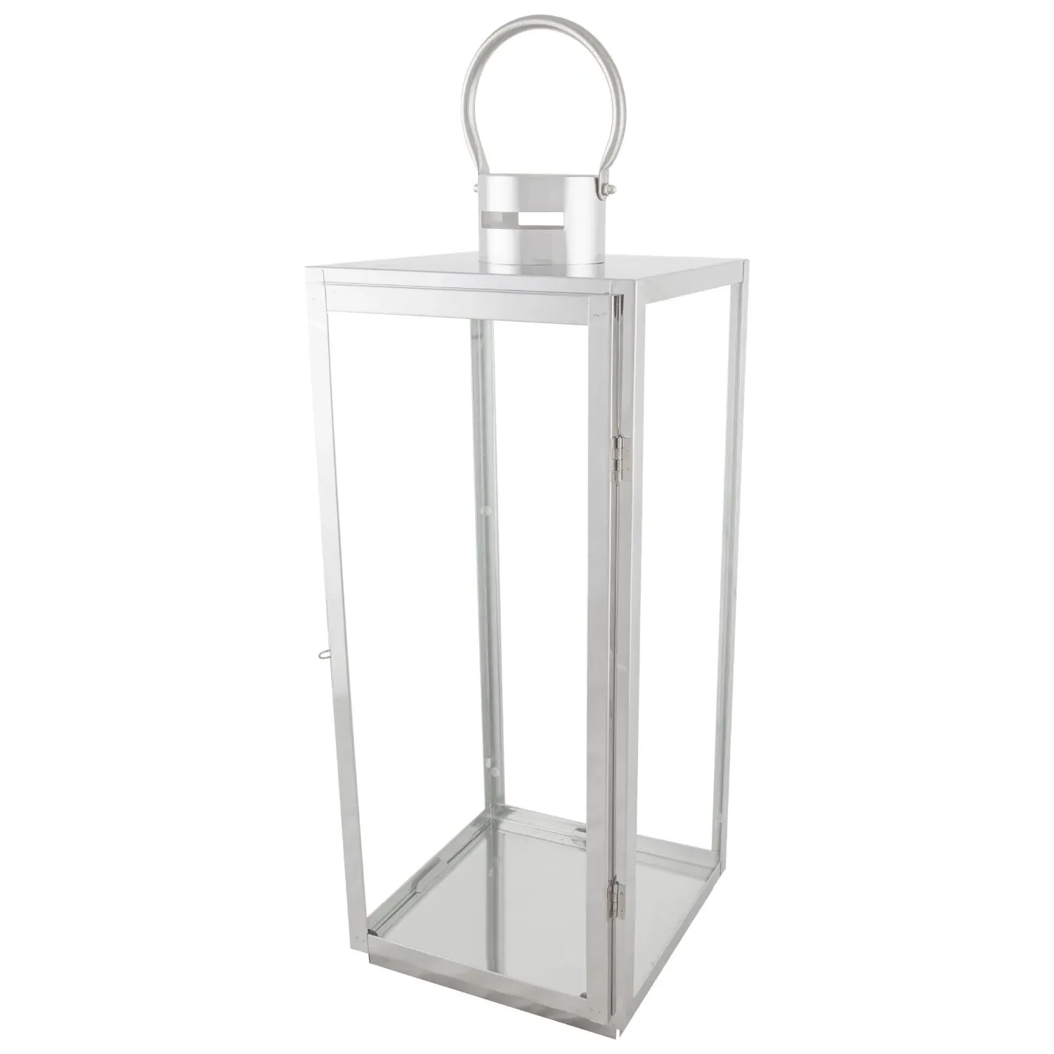 Silver Steel Lantern 53.5cm - Silver