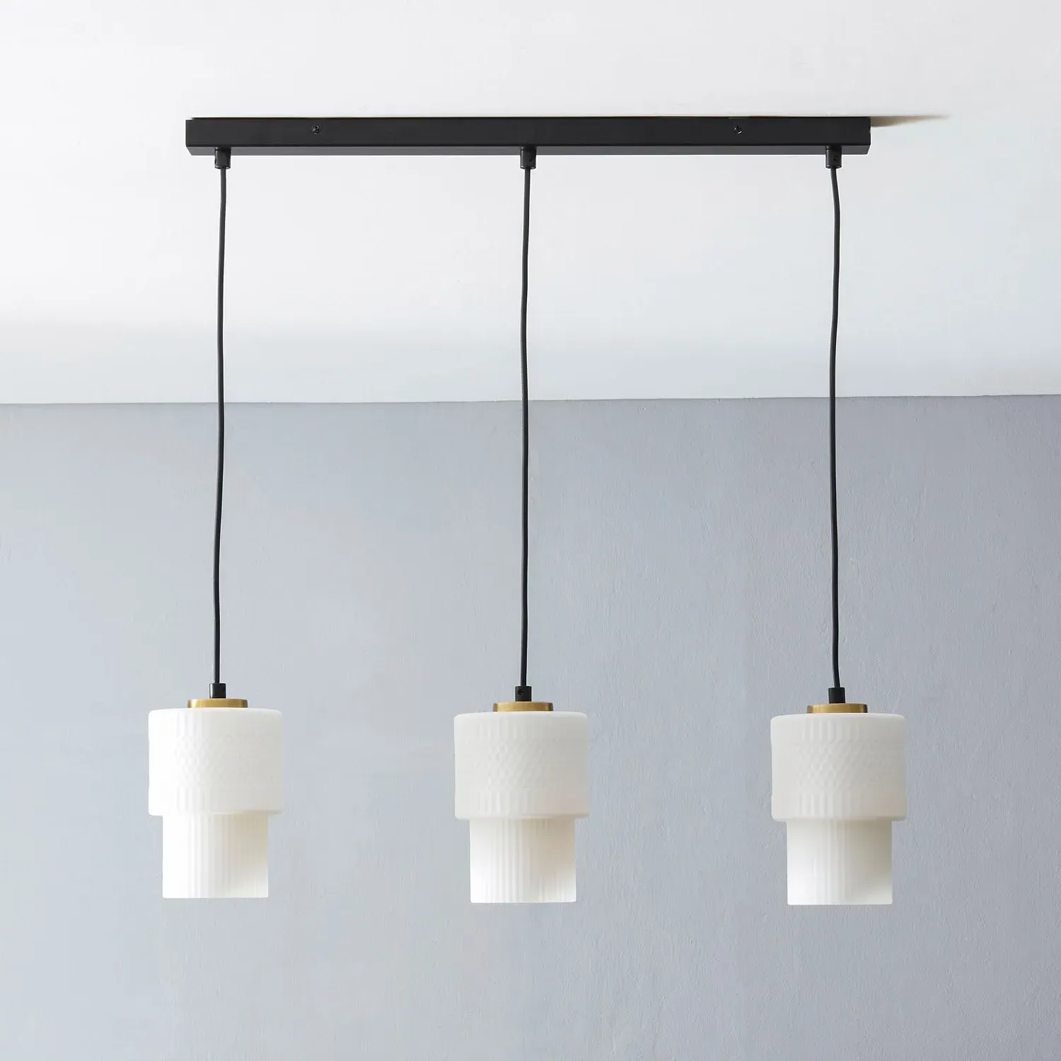 Singapore 3 Light Ceiling Fitting - Black, Glass