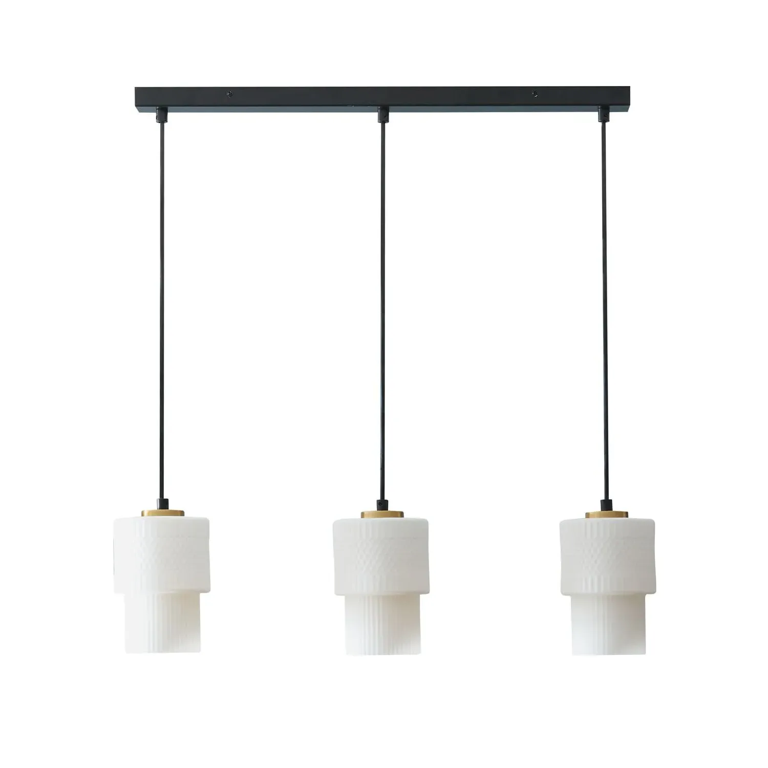 Singapore 3 Light Ceiling Fitting - Black, Glass