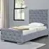 Single Chesterfield Bed Frame with Diamante - Grey, Velvet