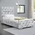 Single Chesterfield Bed Frame with Diamante - Silver, Velvet