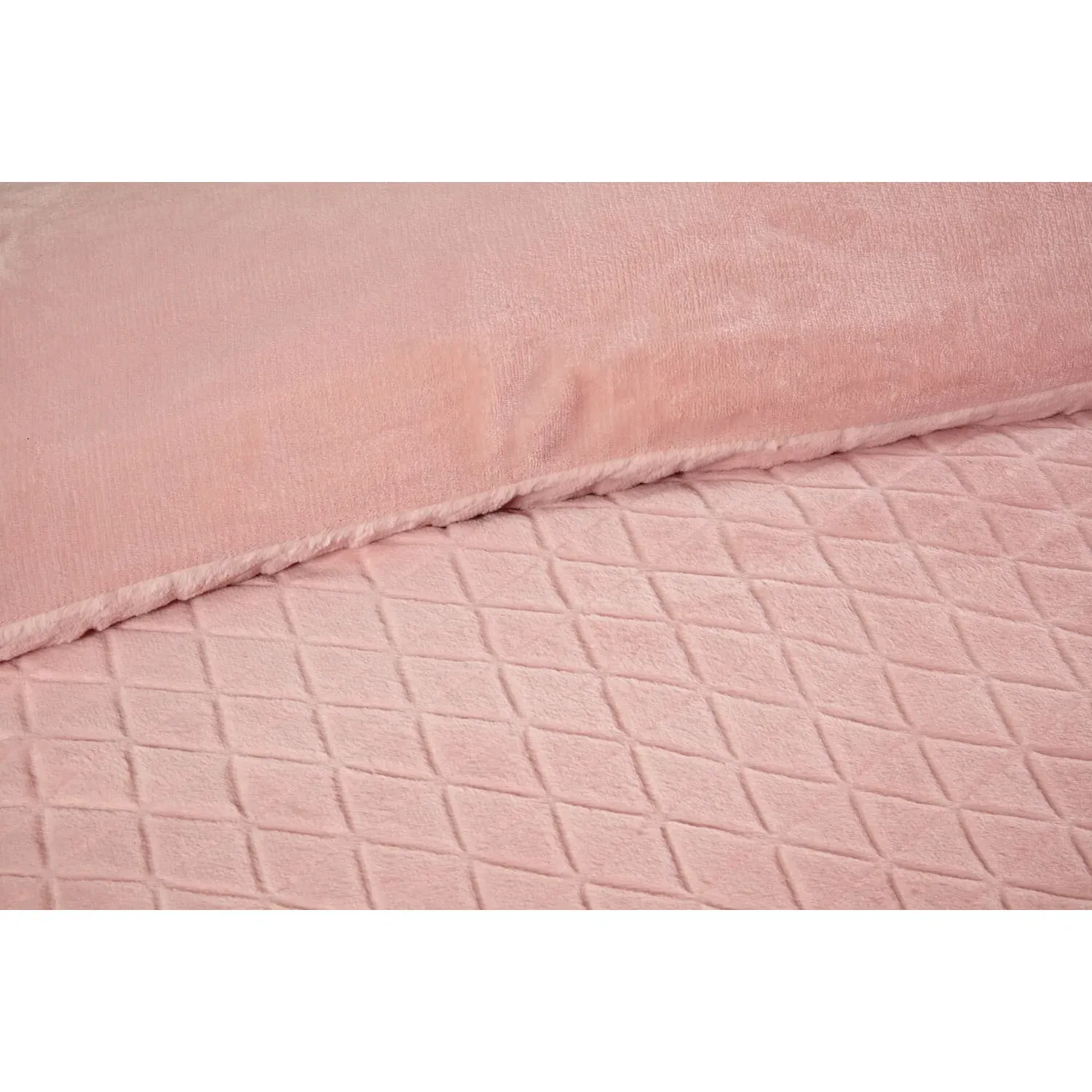 Single Geo Faux Fur Duvet Set - Blush