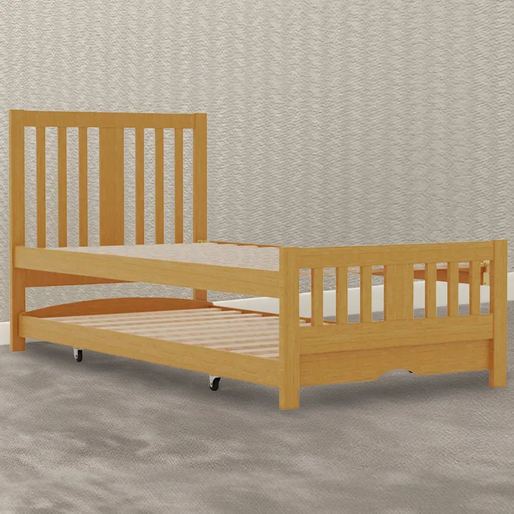 Single Guest Bed with Trundle - Cream image