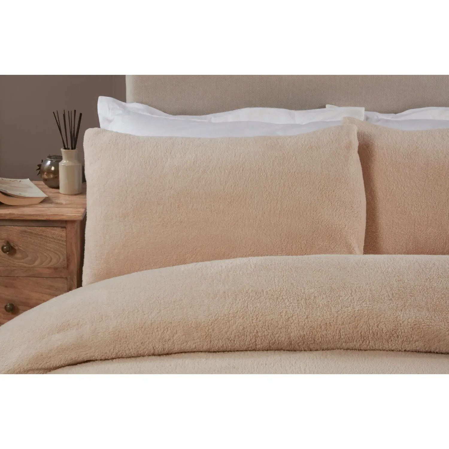 Single Teddy Fleece Duvet Set - Natural