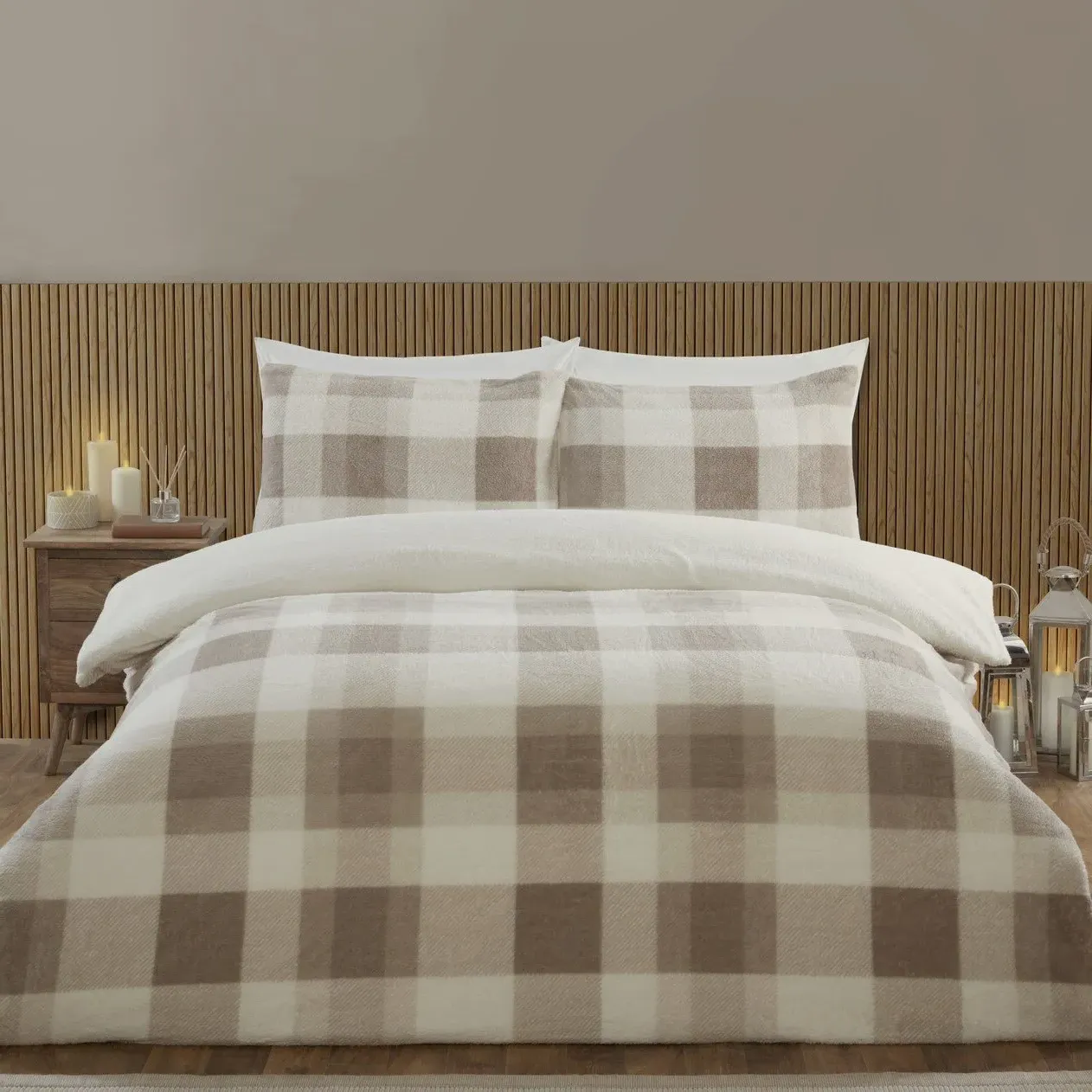 Single Teddy Fleece Duvet Set - Natural
