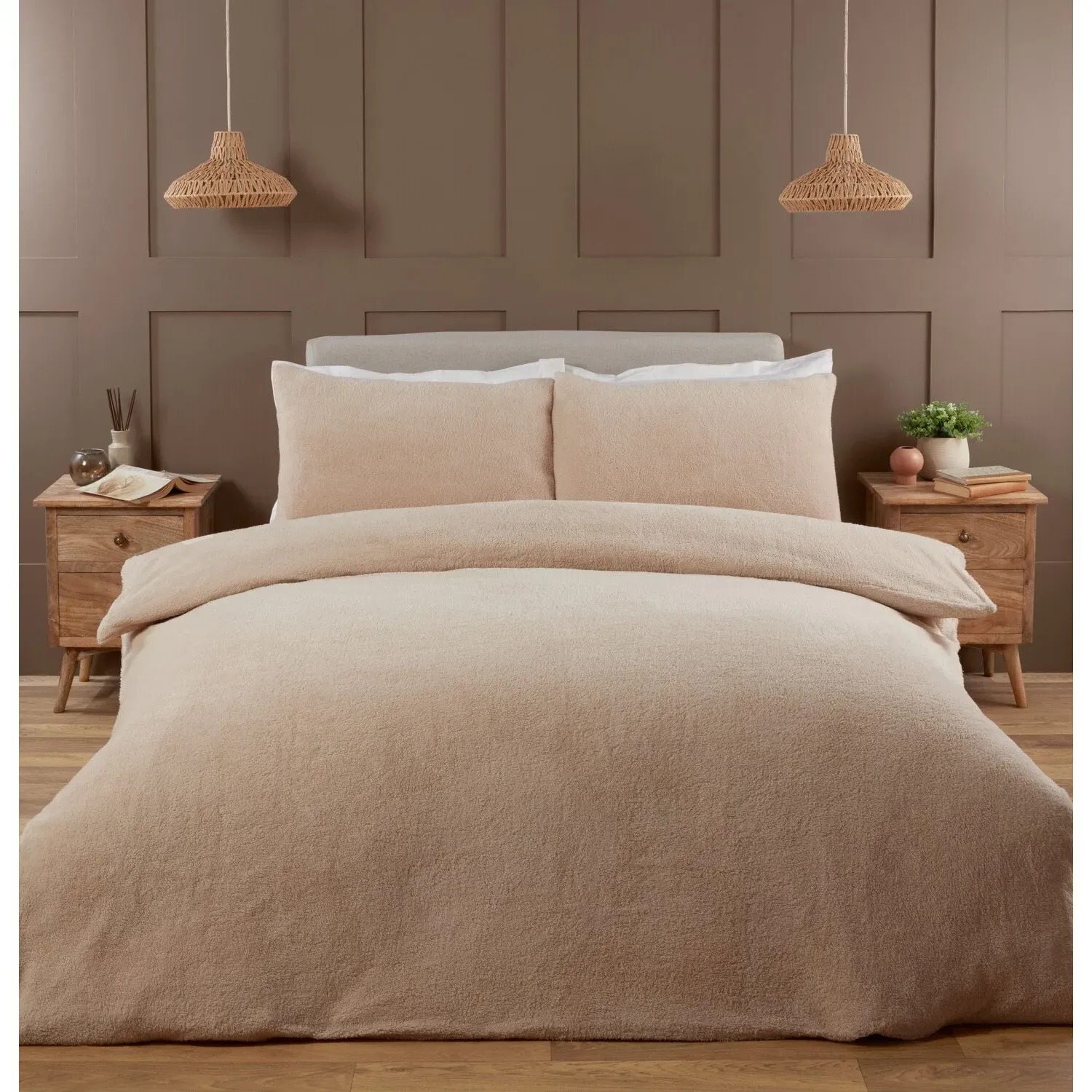 Single Teddy Fleece Duvet Set - Natural