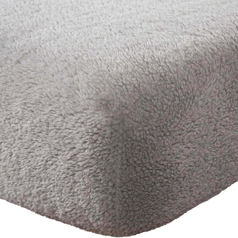 Single Teddy Fleece Fitted Sheet - Silver image