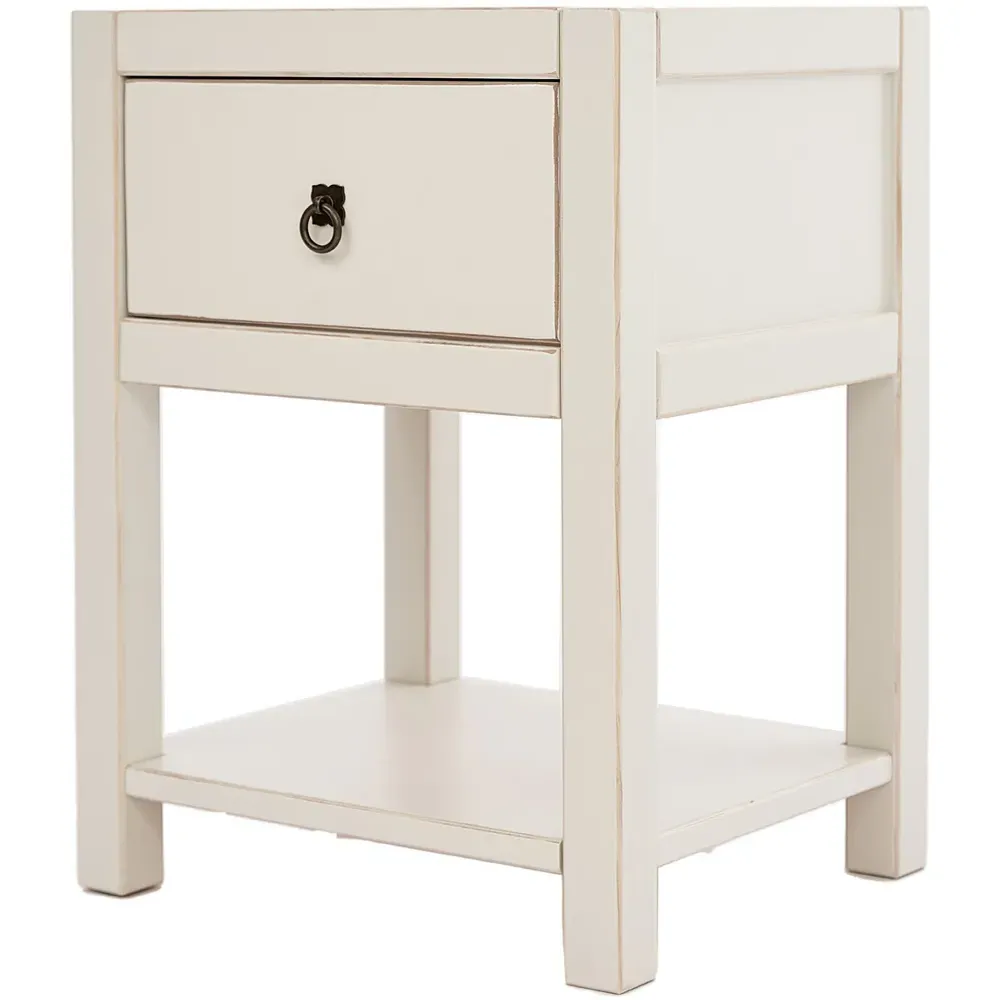 Sino Single Drawer Bedside Table - White