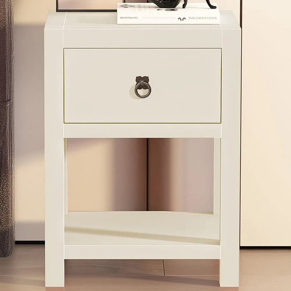Sino Single Drawer Bedside Table - White