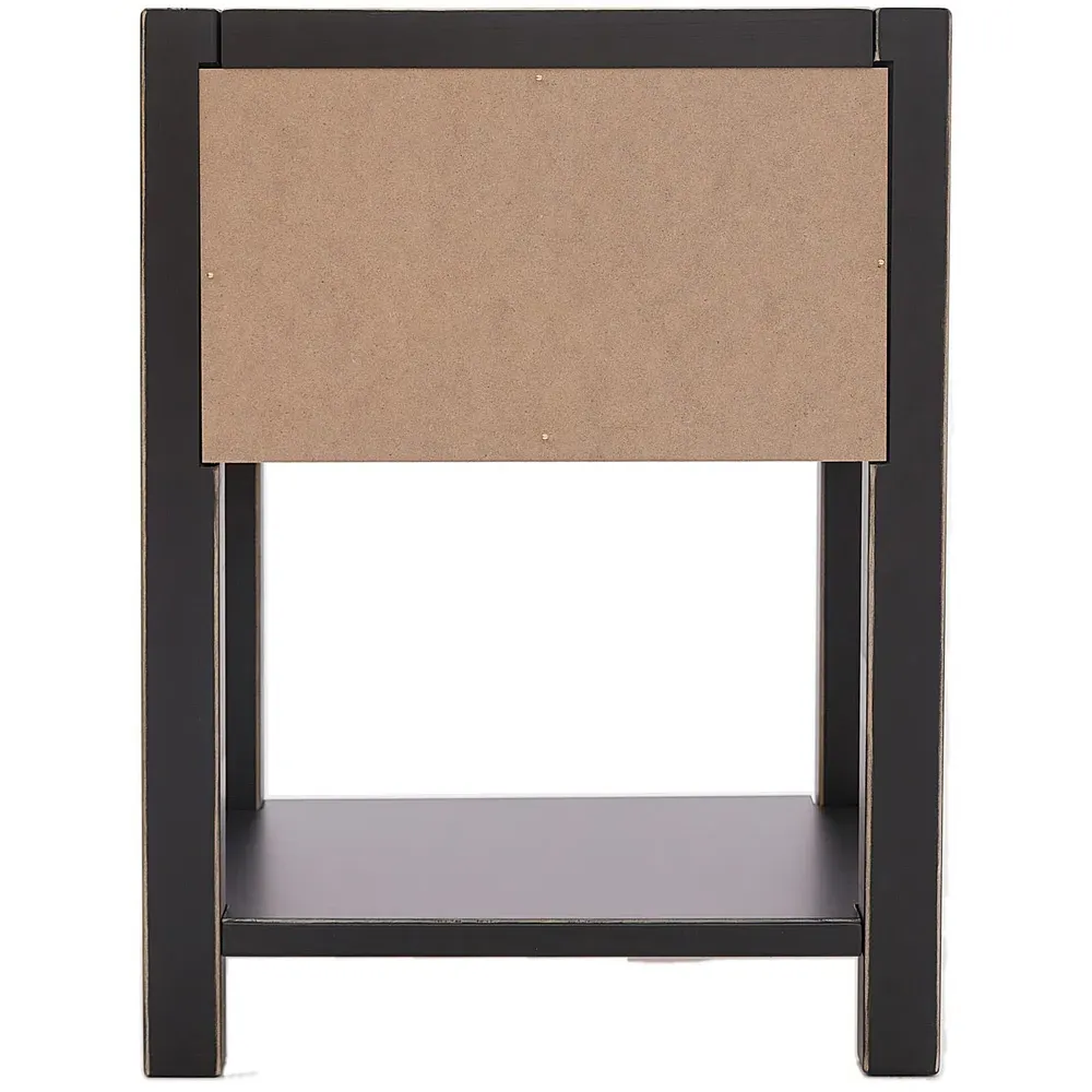 Sino Single Drawer Bedside Table with Shelf - Black, Pine