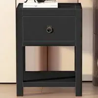 Sino Single Drawer Bedside Table with Shelf - Black, Pine