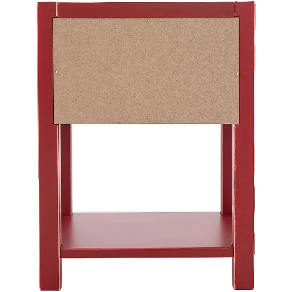 Sino Single Drawer Bedside Table with Shelf - Red, Pine