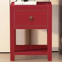 Sino Single Drawer Bedside Table with Shelf - Red, Pine