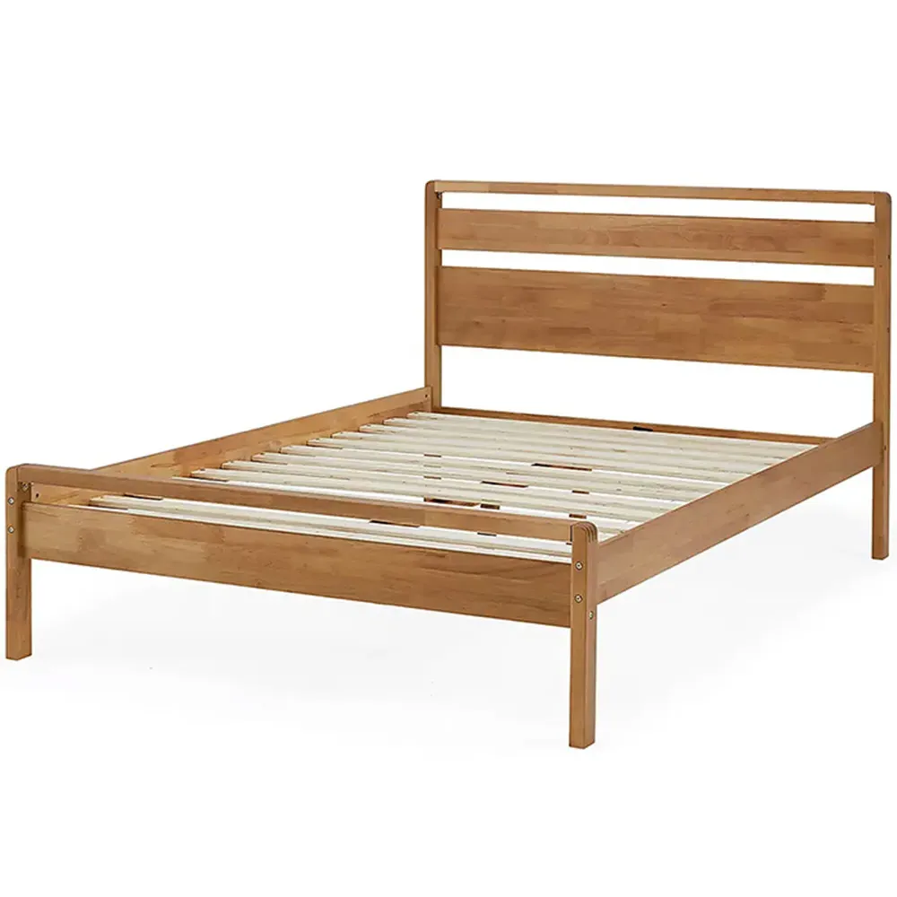Skandi Double Bed Frame - Cream, Oak