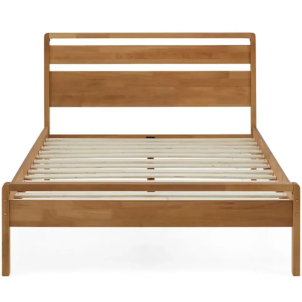 Skandi Double Bed Frame - Cream, Oak