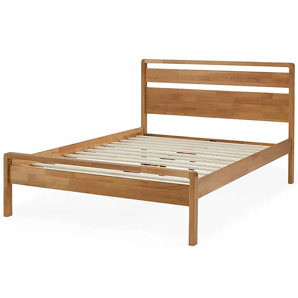 Skandi King Size Bed Frame - Cream, Oak