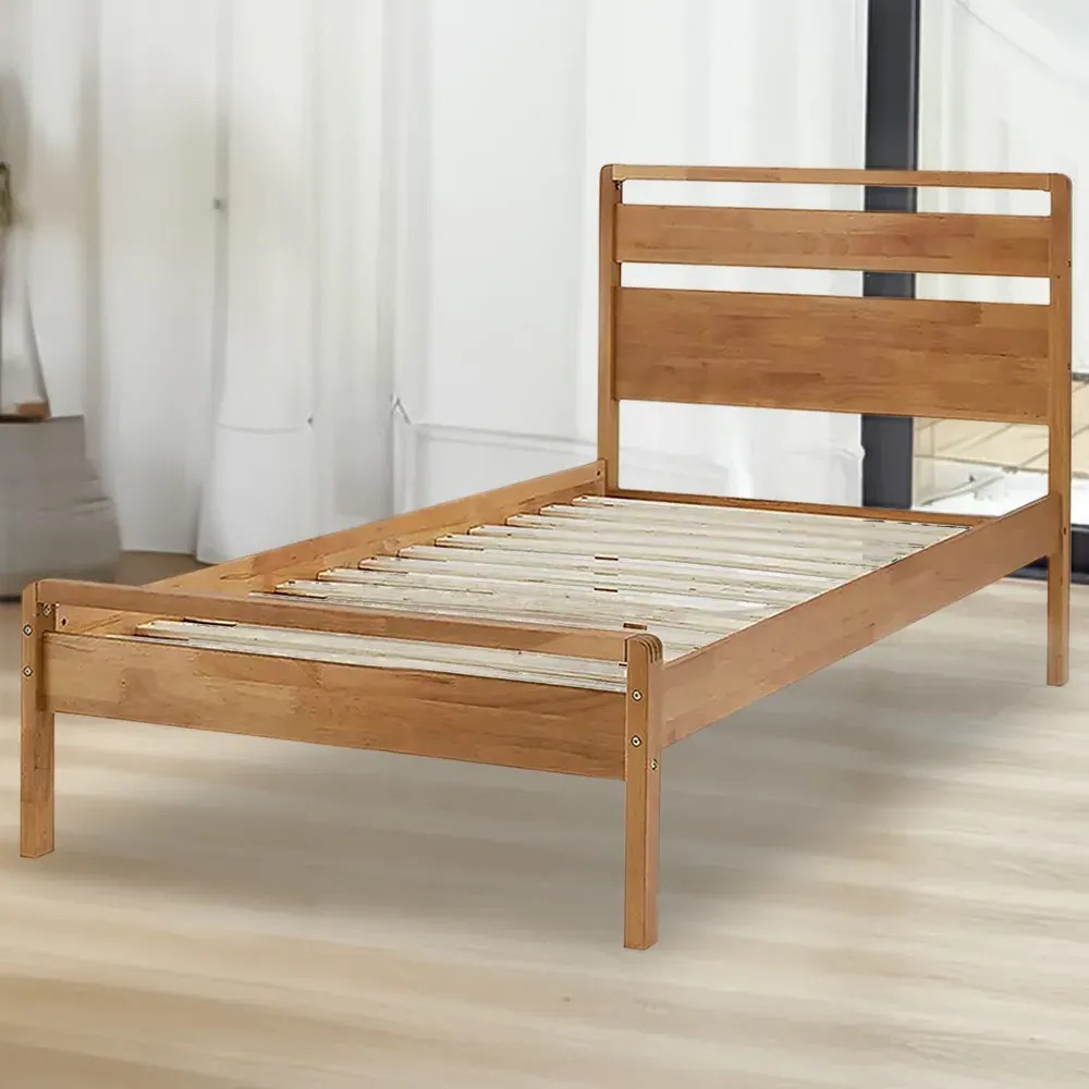 Skandi Single Bed Frame - Cream, Oak image