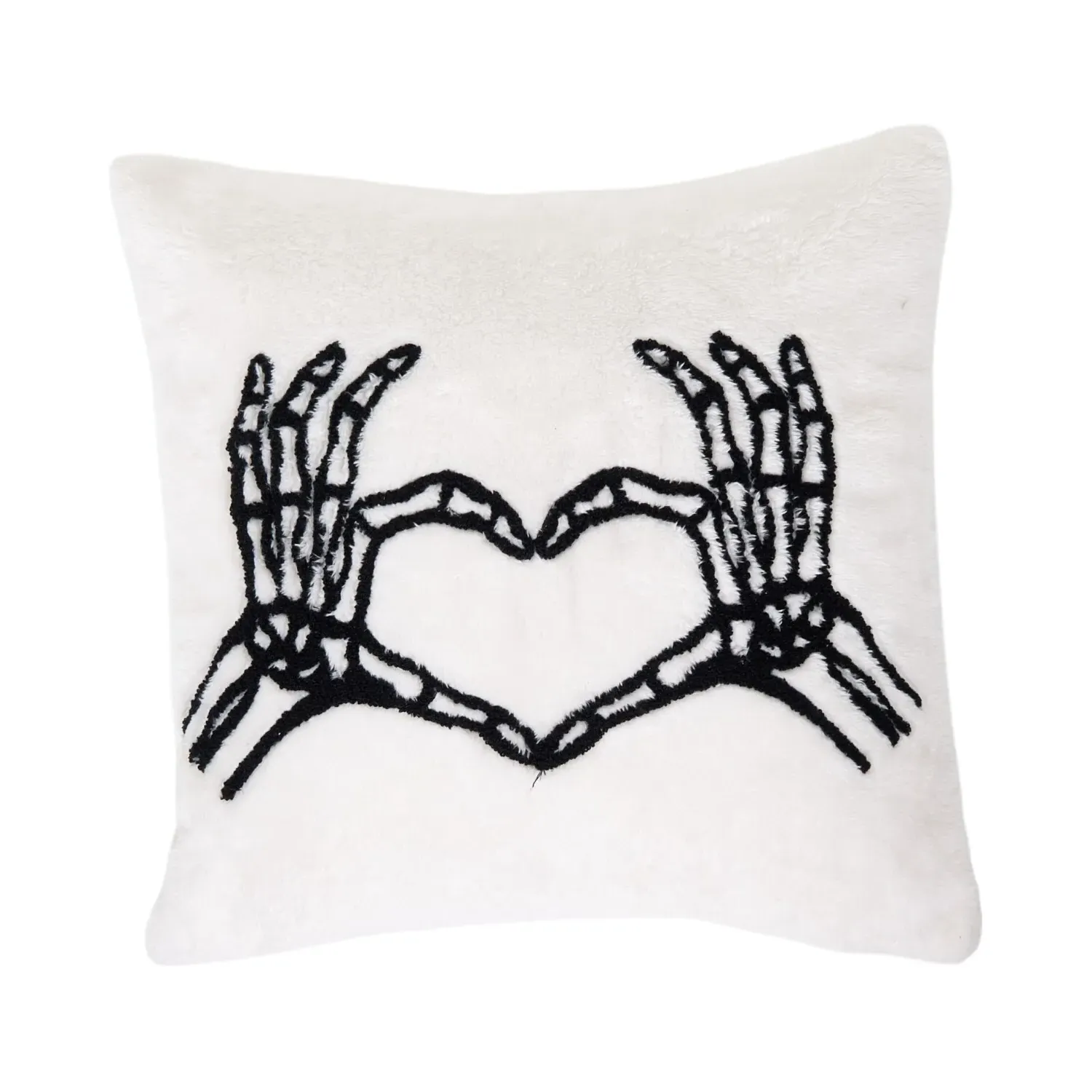 Skeleton Heart Cushion - White, Black