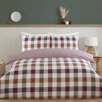 Skye Check King Size Duvet Set - Burgundy