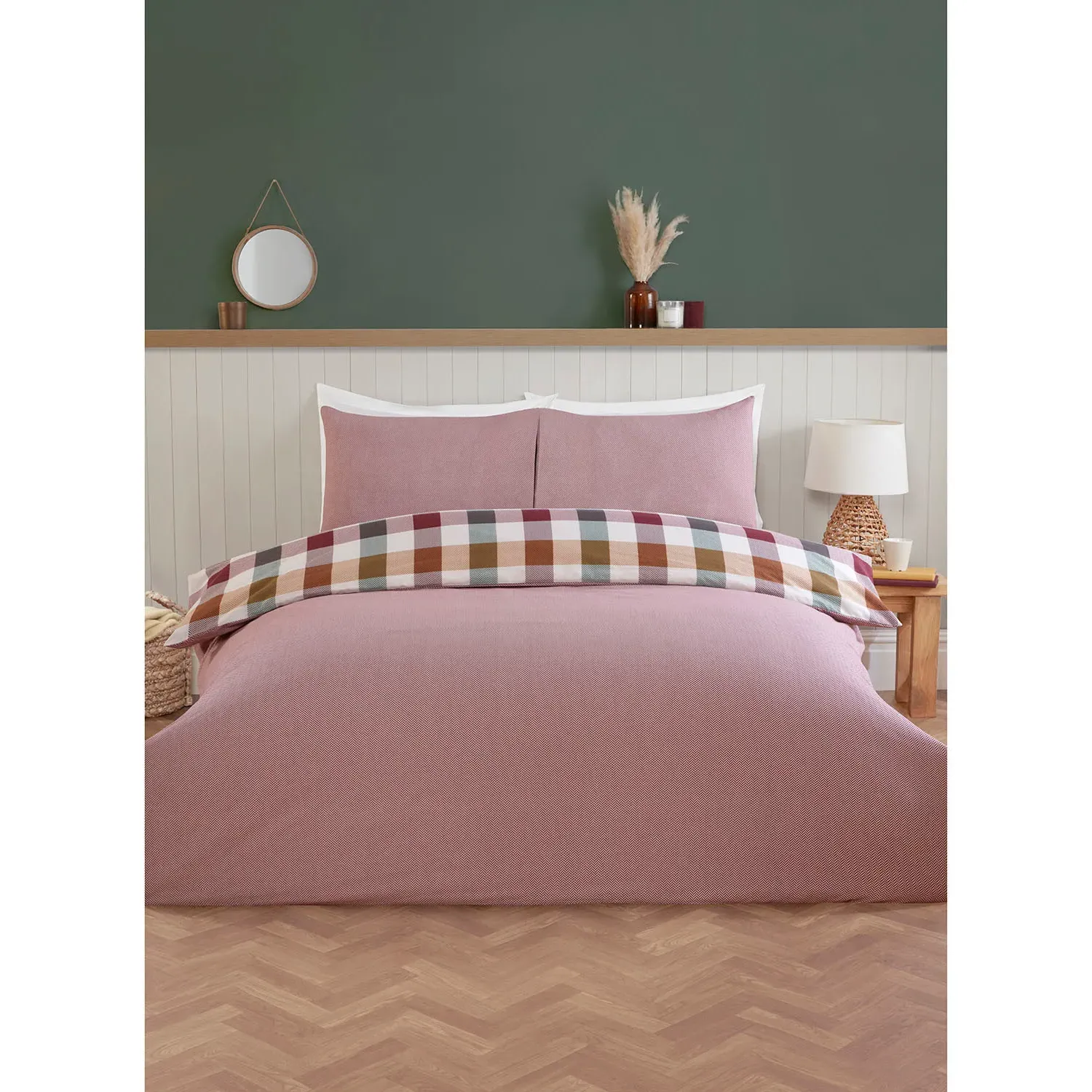 Skye Check Single Duvet Set - Burgundy