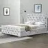Small Double Chesterfield Bed Frame with Diamante - Silver, Velvet
