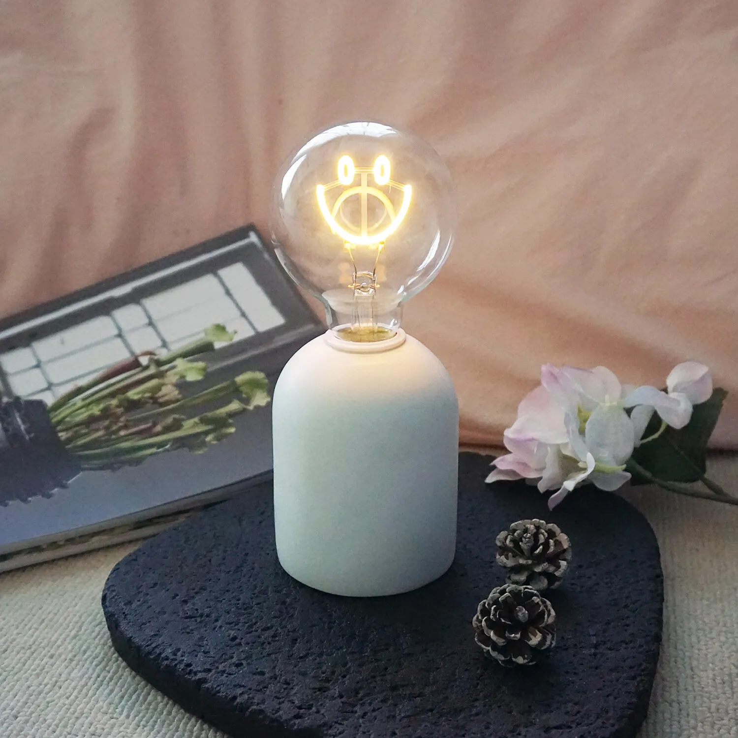 Smiley Neon Bulb Light - White