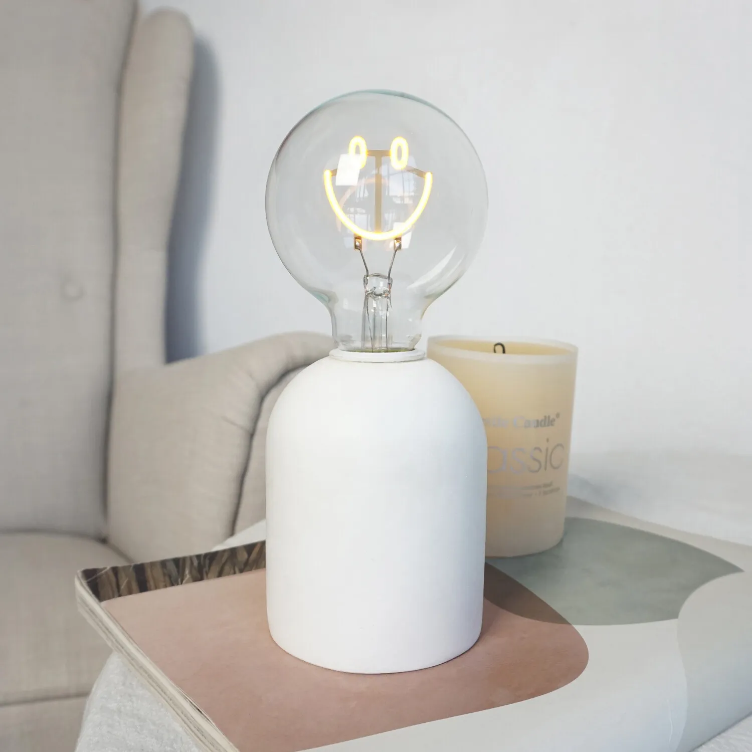 Smiley Neon Bulb Light - White