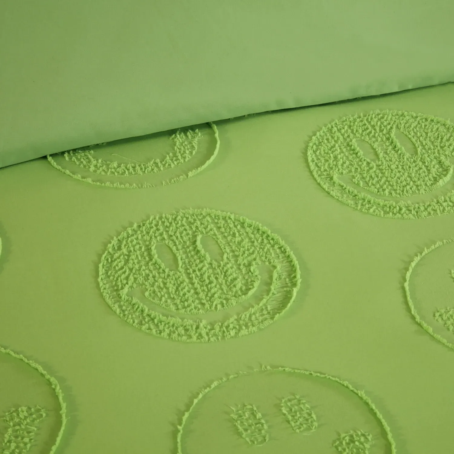 Smilies Embossed Duvet Set - Green