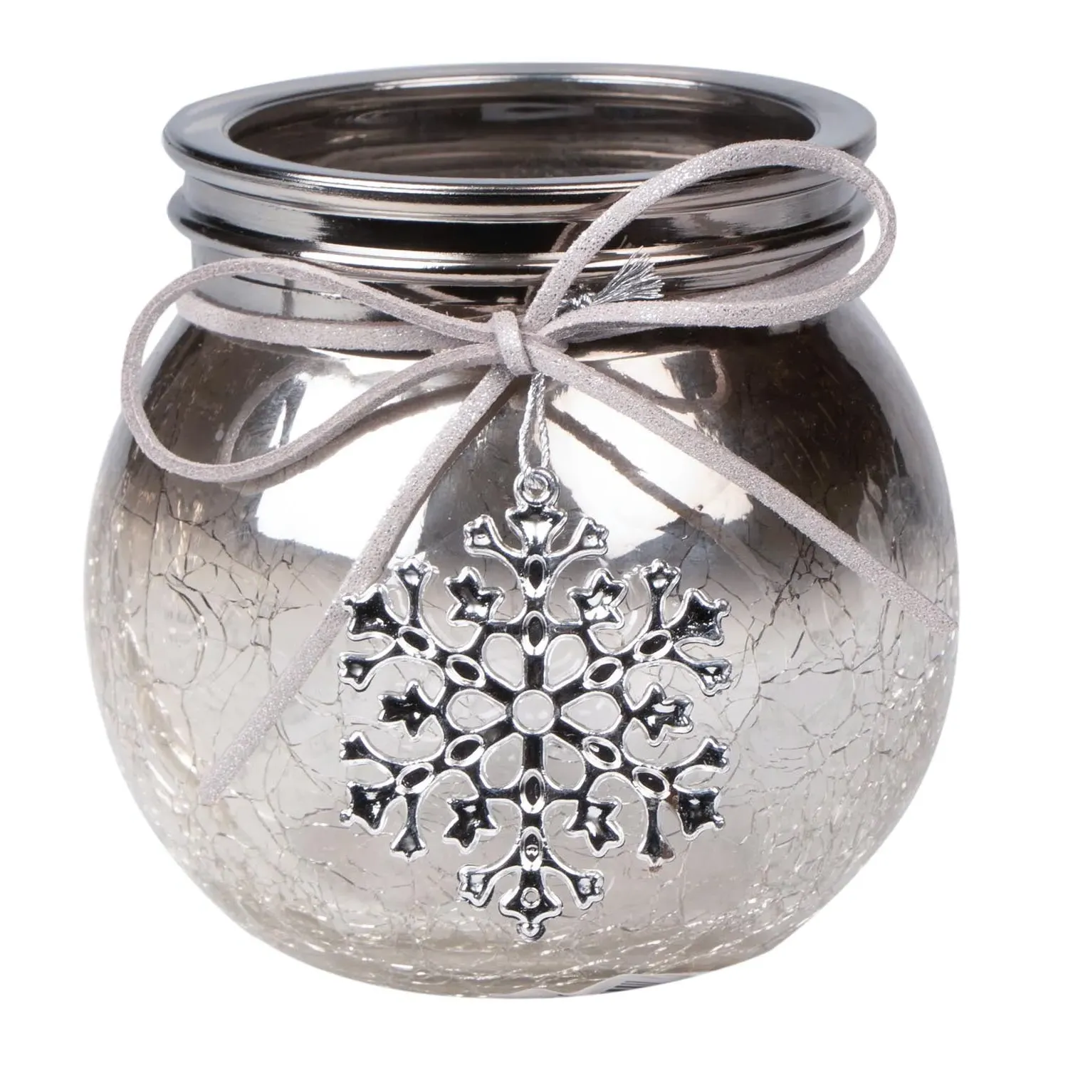 Snowflake Tealight Holder - Smoked Crackle, Silver image