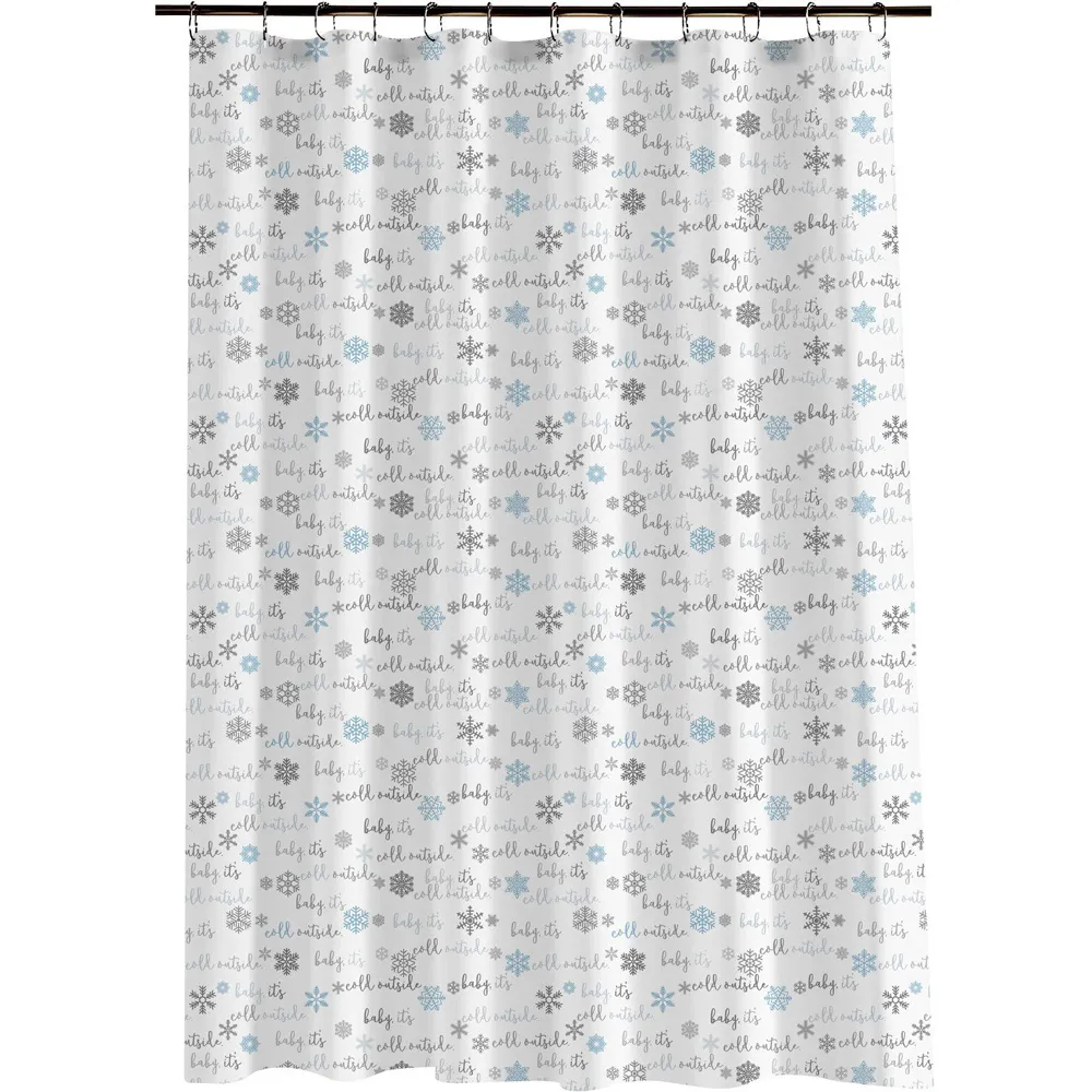 Snowflakes PEVA Shower Curtain - White