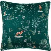 Snowy Forest Sherpa Cushion - Emerald
